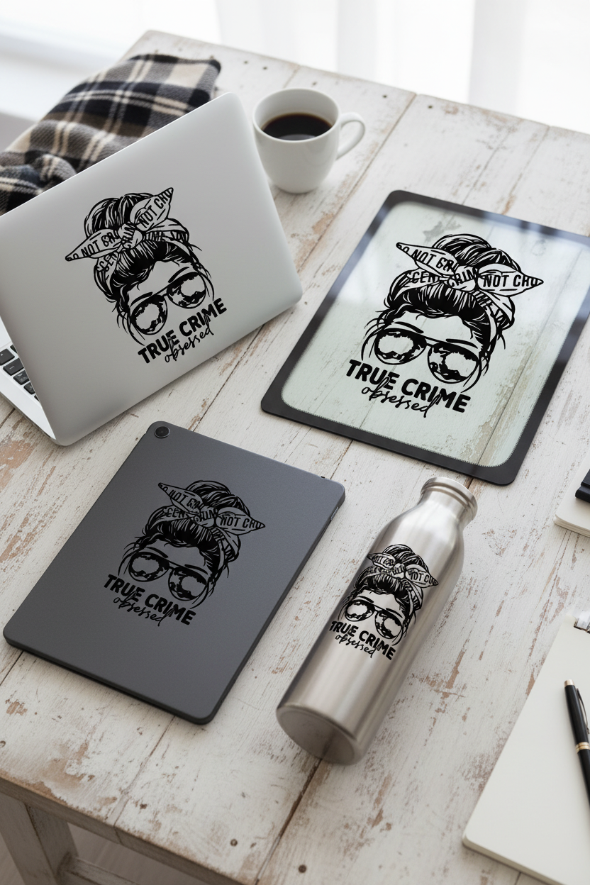 True crime obsessed 3 inch Decal - Stickers and More by Matthia
